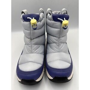 The North Face Big Kids Thermoball Blue and Gray Snow Boots Waterproof Size 4